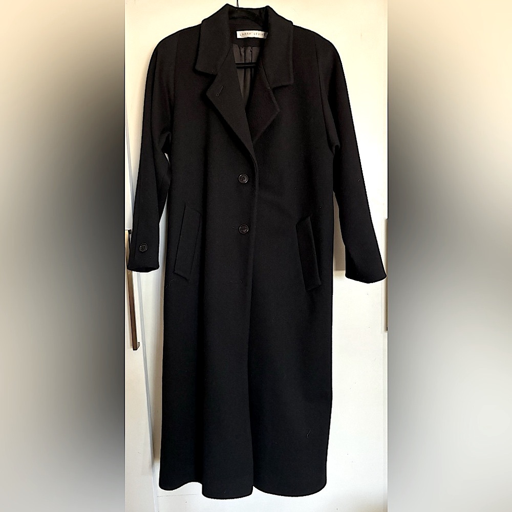 Vintage 90s Larry Levine Ankle Length Maxi Wool Coat
